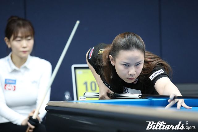 전날 LPBA 투어 역대 최고 애버리지를 갈아치운 응우옌호앙옌니는 김보라에게 64강에서 패했다.