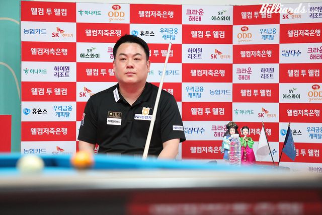 조재호는 32강전에서 애버리지 2.200을 치고도 아쉽게 패했다.