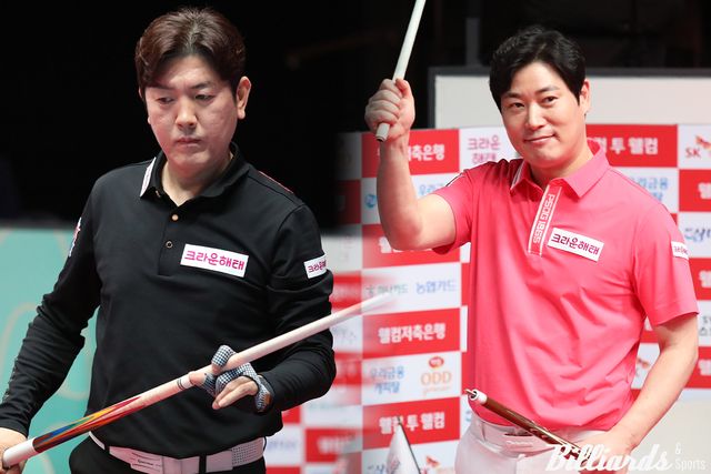 크라운해태의 김재근(왼쪽)과 노병찬(오른쪽)이 9차 투어에서 동반 8강 진출했다.&nbsp; 사진=고양/이용휘 기자