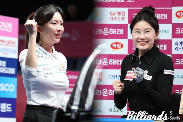 정수빈(좌)과 이미래(우)가 준결승에서 각각 한지은과 히다 오리에를 꺾고 결승에 올랐다. 정수빈과 이미래는 11일 밤 9시 30분 우승 트로피를 놓고 마지막 대결을 벌인다. 사진=고양/이용휘 기자