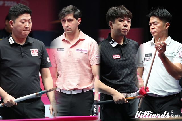 (왼쪽부터) PBA 준결승에 오른 조건휘, 다비드 마르티네스, 노종현, 응우옌꾸옥응우옌. 사진=고양/이용휘 기자