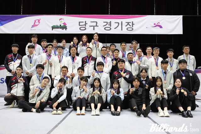 지난 106회 전국체육대회 당구종목 입상자들. 사진=이용휘 기자