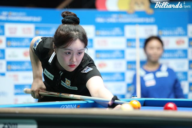 김보미(NH농협카드)가 5차 투어 8강전에서 김가영(하나카드)을 3-1로 꺾고 준결승에 진출했다.&nbsp; 사진=고양/이용휘 기자
