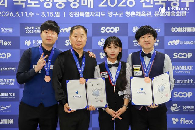 (왼쪽부터) 공동3위를 차지한 김행직-최호타(전남), 채승은-김갑세(인천)