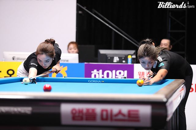 김가영은 21-22시즌 6차 투어 'NH농협카드 챔피언십' 준결승에서 차유람과 결승 진출을 놓고 대결했다.