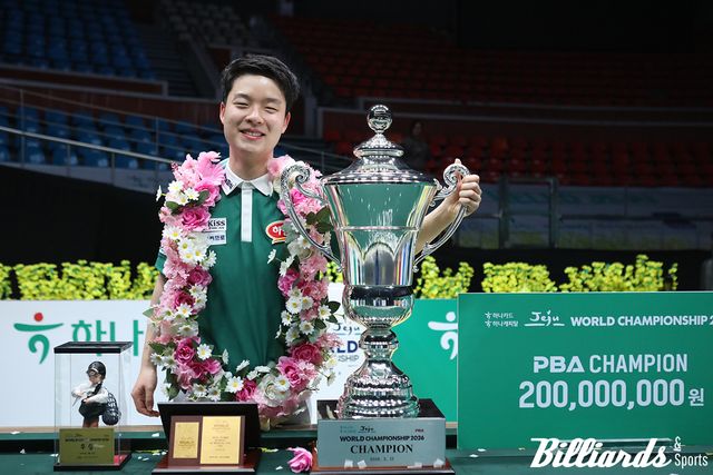 'PBA 최연소 월드챔피언' 김영원이 PBA 골든큐 어워즈 2026에서 무관에 그쳤다. 사진=이용휘 기자