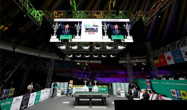 프로당구 2025-26시즌 왕중왕전 '하나카드 하나캐피탈 제주특별자치도&nbsp; PBA-LPBA 월드챔피언십 2026' 개막식이 6일 오후에 개최됐다.&nbsp; 사진=PBA 제공