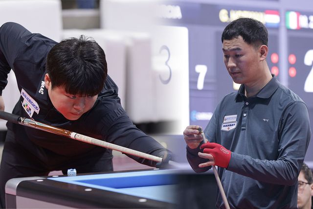 조 2위로 나란히 16강에 오른 조명우(좌)와 최완영(우). SOOP 제공