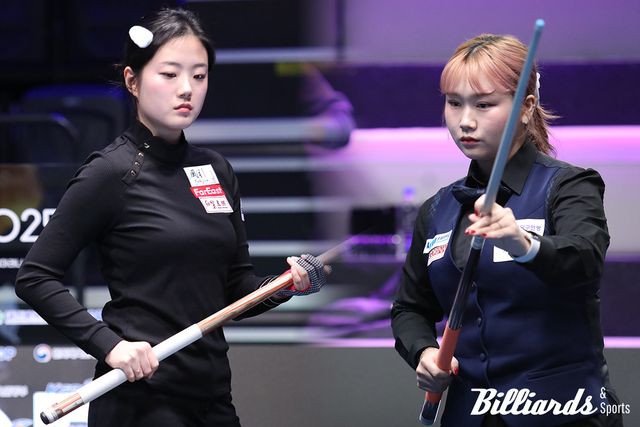 '2026 안동시장배 전국3쿠션당구대회' 전문선수 여자부 결승에 오른 허채원(왼쪽)과 박세정(오른쪽). 사진=빌리어즈앤스포츠 DB