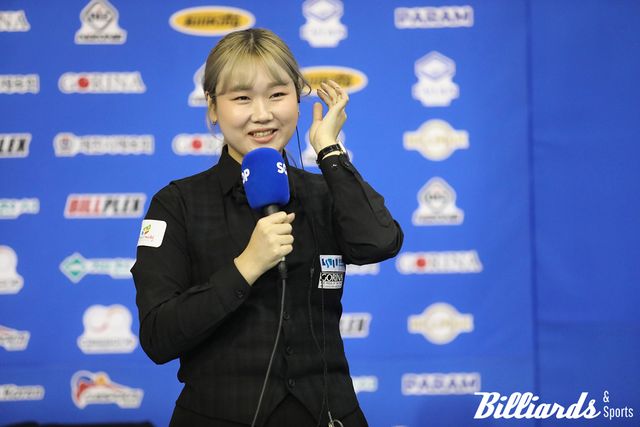 우승 후 밝은 표정으로 인터뷰 중인 박세정.