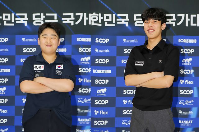 국가대표 선발전에서 두각을 나타내고 있는 김민준(좌)과 송윤도(우). 사진=대한당구연맹 제공