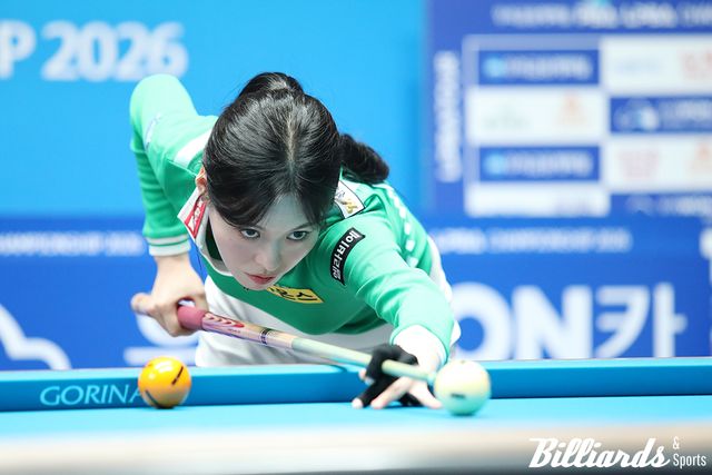 서한솔이 일본의 히가시우치 나쓰미를 꺾고 1년 11개월 만에 LPBA 투어 준결승전 무대에 올랐다. 서한솔은 김가영과 결승 진출을 다툰다. 사진=고양/이용휘 기자