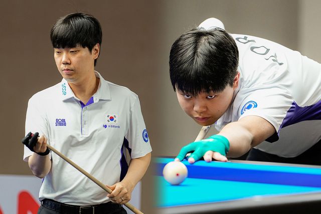 조 2위 자리를 놓고 끝까지 대결한 김행직(좌)과 김현우(우). 결국 애버리지에서 앞선 김행직이 김현우를 제치고 16강에 올라 쩐뀌엣찌엔과 대결한다.