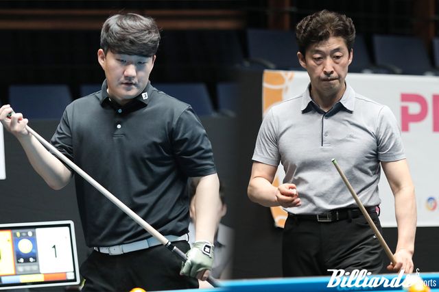 2026-27시즌 PBA 드림투어(2부) 개막전 결승에 오른 김도헌(왼쪽)과 유준석. 사진=고양/김민영 기자