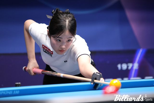 8강에서 대회 최고 애버리지(1.389)을 기록한 허채원이 박세정과 결승 진출을 다퉜다. 사진=남원/이용휘 기자
