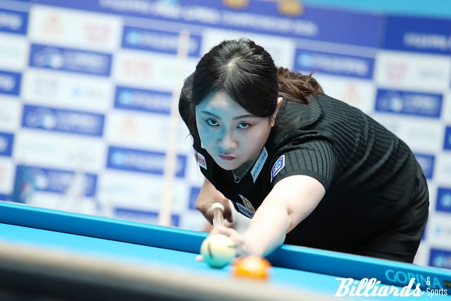 프로당구 시즌 개막전에서 김가영과 우승을 다툰 김민아가 이번 시즌 목표를 김가영이라고 밝혔다. 사진=이용휘 기자