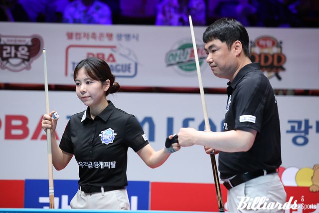 이상대와 4세트에 나선 김민영은 9:2로 하림을 꺾고 1라운드 우승을 확정했다.