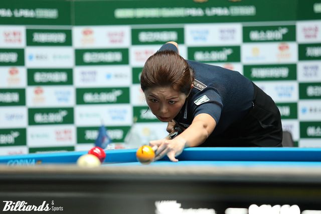 김가영(하나카드)이 3차 투어 '친환경 건축자재 에스와이 LPBA 챔피언십' 32강전에서 애버리지 1.500으로 영봉승을 거두며 16강에 진출했다. 사진=고양/김민영 기자