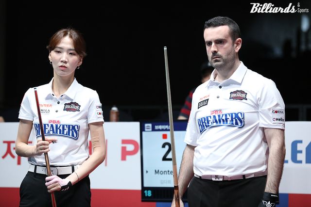 개막전 영봉승 후 2연패를 당한 PBA 브레이커스.&nbsp; 사진=광명/이용휘 기자
