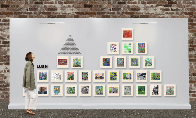 발달장애 예술가의 작품 30점으로 만든 에코백이 한 데 모여 있는 모습