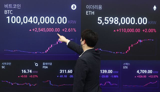 비트코인 가격이 개당 1억원을 넘어섰다.