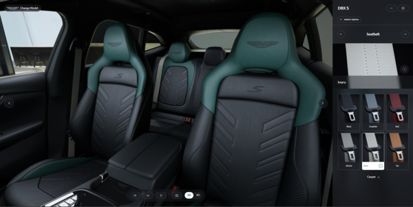 애스턴마틴 컨피규레이터 DBX S 인테리어.