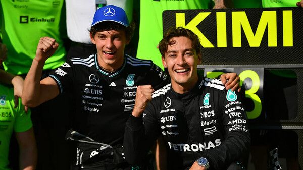 메르세데스 F1의 안드레아 키미 안토넬리(왼쪽)와 조지 러셀. 사진=메르세데스 F1