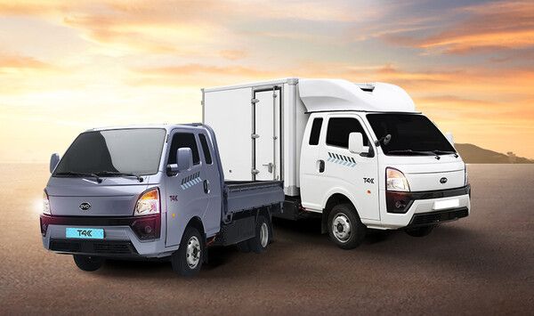 BYD 1톤 전기트럭 T4K 카고(왼쪽)와 냉탑(오른쪽). 사진=GS글로벌