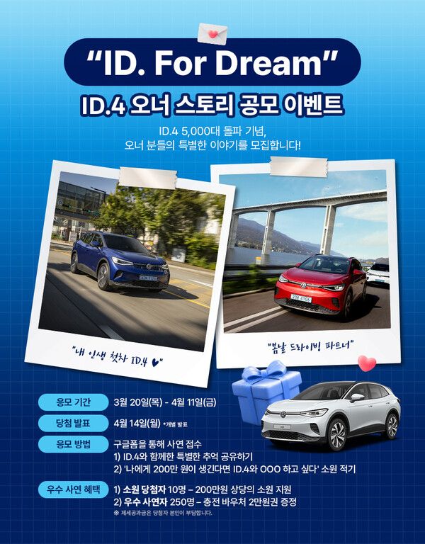 ID.4 누적 판매 5천대 돌파 기념 ID. For Dream 오너 스토리 공모전. 제공=폭스바겐코리아