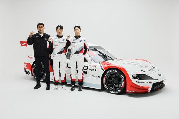 금호 SL모터스포츠의 신영학 감독과 이창욱(가운데), 노동기. 사진=금호타이어