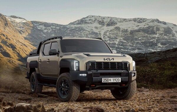 한국타이어 전천후 SUV 타이어 다이나프로 AT2 익스트림 장착한 기아 타스만. 사진=한국타이어