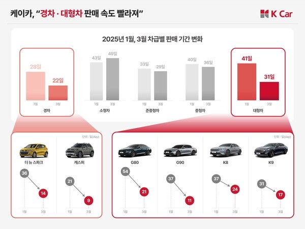 케이카, 경차·대형차 나란히 빠르게 팔렸다. 제공=케이카