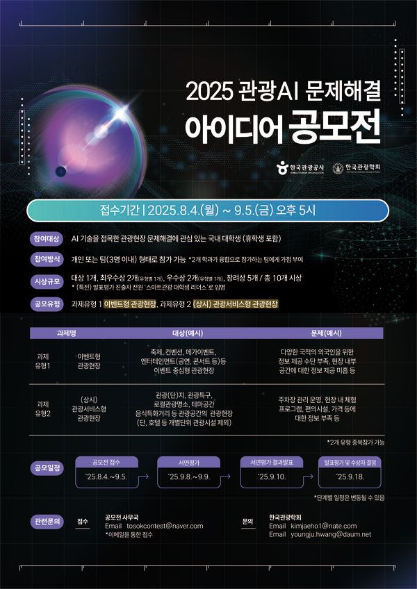2025 관광AI 문제해결 아이디어 공모전 포스터. 제공=한국관광공사
