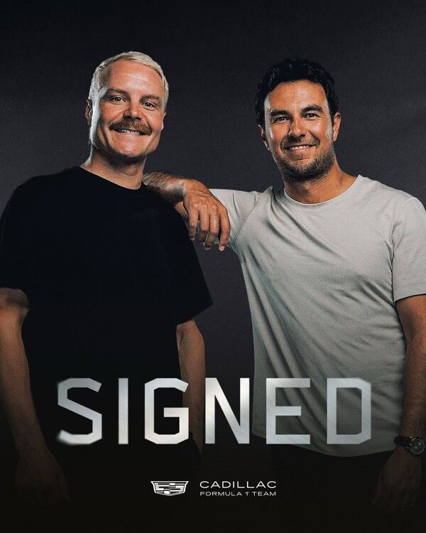 발테리 보타스와 세르히오 패레스(왼쪽부터) 사진=캐딜락 F1