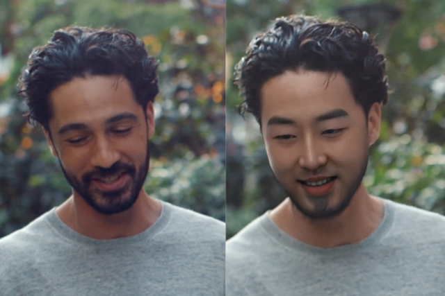 카타르항공의 캠페인 영상(왼쪽)과 기자의 얼굴을 인식해 AI가 만든 영화 갈무리. (사진=카타르항공, AI포스트)&nbsp;