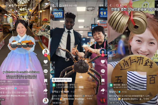 왼쪽부터 틱톡 크리에이터 릴리언니(@liryonni), 영찍남(@ycn_videographer), 청담언니(@chengdamunni) 채널 캡처. (사진=틱톡코리아)