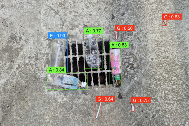 어번 나이츠 AI 앱을 통한 쓰레기 자동 검출. (사진=데브구루)