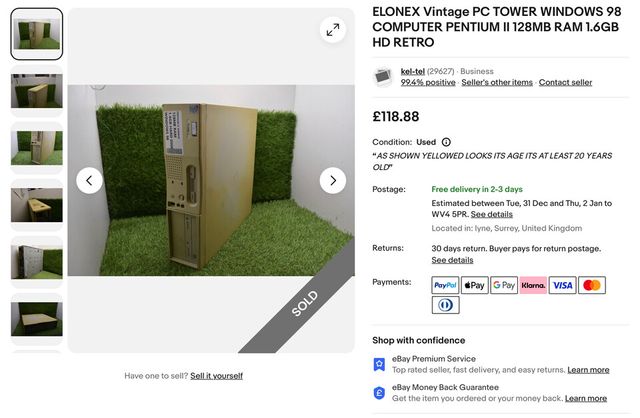 실험을 위해 엑소 랩스가 구매한 26년 전 출시된 PC. (사진=EXO Labs)