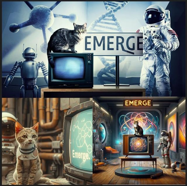 이디오그램으로 생성한 사진(상단), 미드저니가 생성한 사진(좌측 하단), 달리3가 만든 사진(우측 하단). (사진=디크립토)