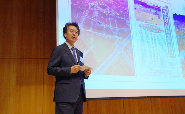 정용화 대외부총장 ‘GIST 대외협력(나눔) 비전과 운영방향(안)’ 발표. (사진=지스트)