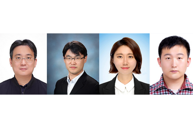 왼쪽부터 의생명공학과 오창명 교수, 신소재공학부 윤명한 교수, 정우주 학생, 왕성록 학생. (사진=지스트)