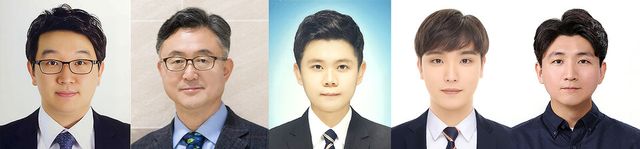 왼쪽부터) 강홍규 책임연구원, 이광희 교수, 정현석 연구원(제1저자), 기태윤 박사과정생(제1저자), 임동하 연구원(제1저자). (사진=지스트)