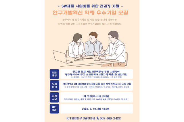 소프트웨어기업 모집 포스터. (사진=광주광역시)