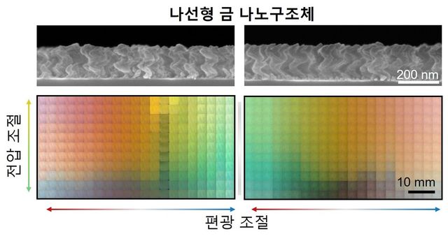 제작된 카이랄 메타표면의 색상 구현 성능. (사진=지스트)