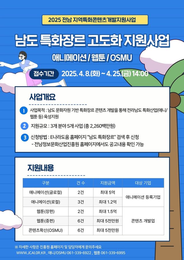 남도 특화장르 고도화 지원사업 포스터. (사진=전남정보문화산업진흥원)