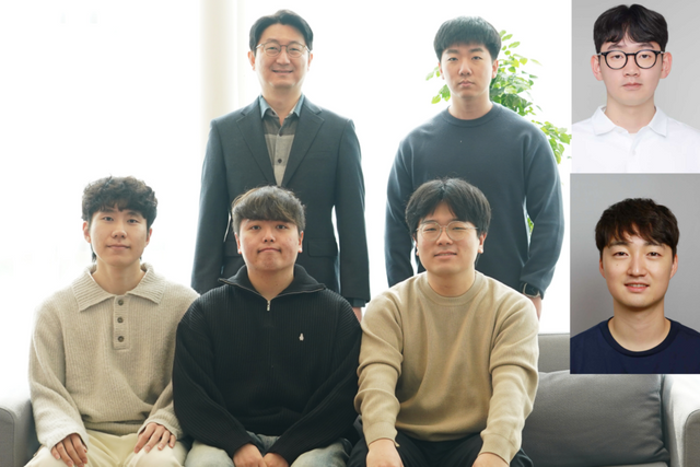 뒷줄 왼쪽부터 시계방향으로 AI융합학과 이규빈 교수, 맹제모 박사과정생, 신성호 현대자동차 로보틱스랩 책임연구원, 백승혁 한국기계연구원 선임연구원, 이주순·이상범 석박사통합과정(박사과정생), 김강민 박사과정생. (사진=지스트)