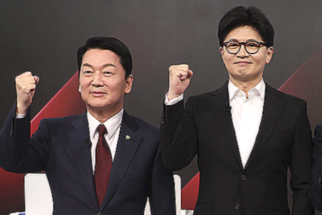 안철수 국민의힘 대선 후보와 한동훈 국민의힘 대선 후보. (사진=국민의힘)