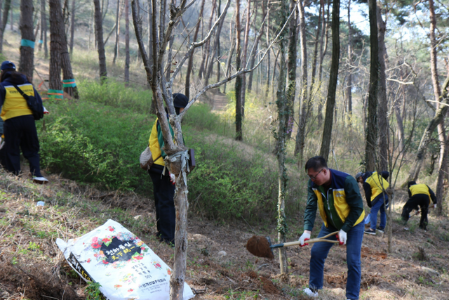 4월 4일 식목일 맞이 환경정화 활동 현장 모습. (사진=전남정보문화산업진흥원)