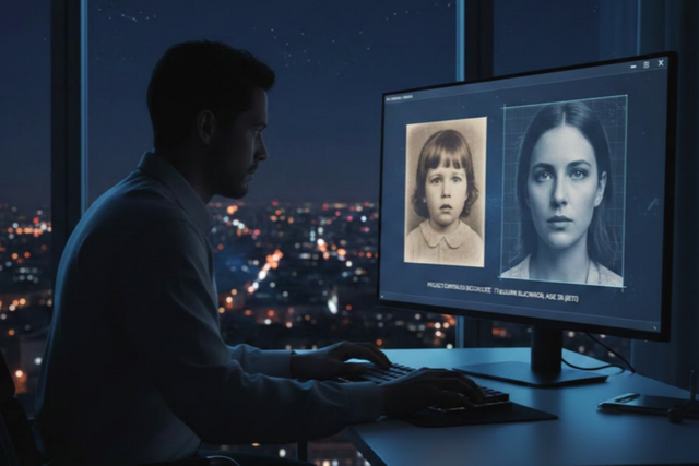 낮에는 평범한 직장인이지만 밤에는 AI 도구를 활용해 실종자를 찾는 ‘디지털 수사관’으로 변신하는 ‘방구석 탐정’의 작업 현장. AI로 제작한 이미지. (사진=제미나이)