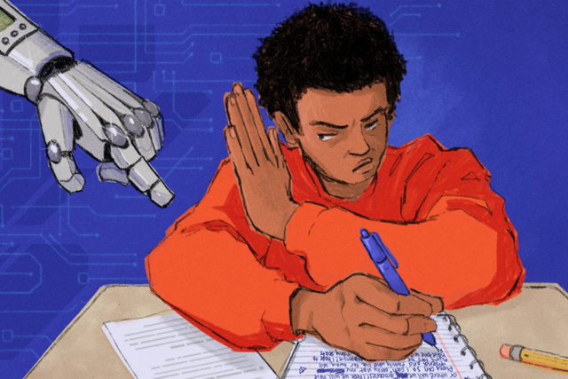 텍사스의 차네아 본드 교사는 AI 대신 연필과 공책을 선택해 학생들의 독창적인 사고력을 되살려냈다. (사진=에듀토피아)